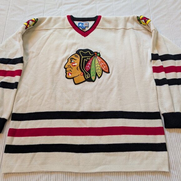 Vintage Chicago Blackhawks Starter Throwback Sweater XL EUC NHL Hockey - Picture 1 of 10